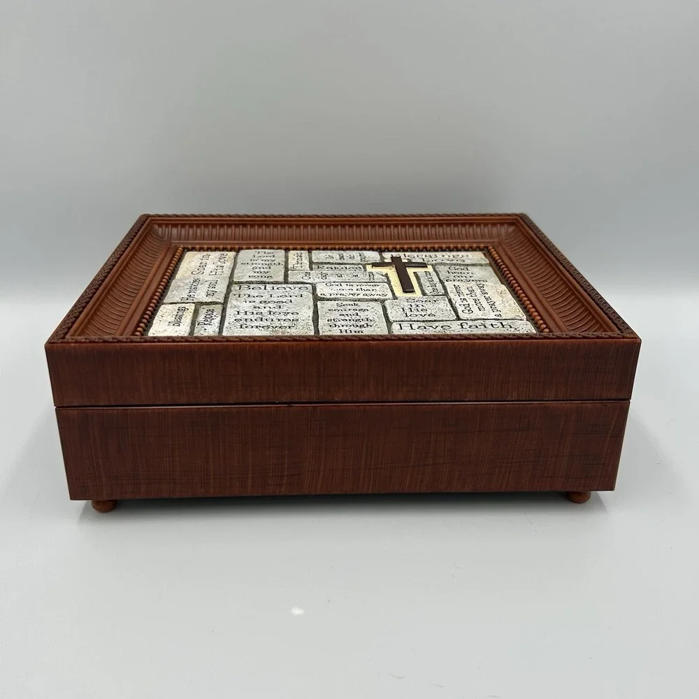 Sankyo Wooden Inspirational Music Jewelry Box‎ Religious